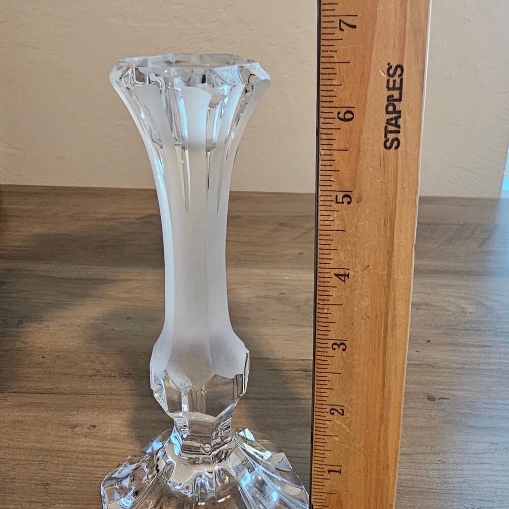 Vintage Polish Lead Crystal Tulip Candlestick Holder Taper 24% PbO Poland MCM - Picture 10 of 11